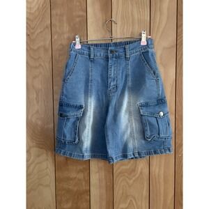 Elleven women's high-waisted denim cargo shorts Size XS‎